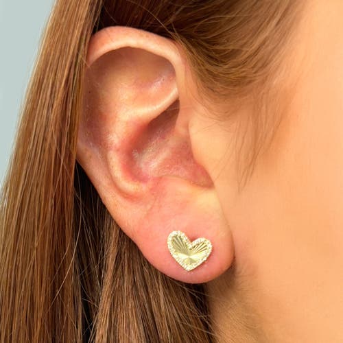 The Lovery Fine Jewelry Asymmetrical Fluted Gold Diamond Heart Stud Earrings In Gold