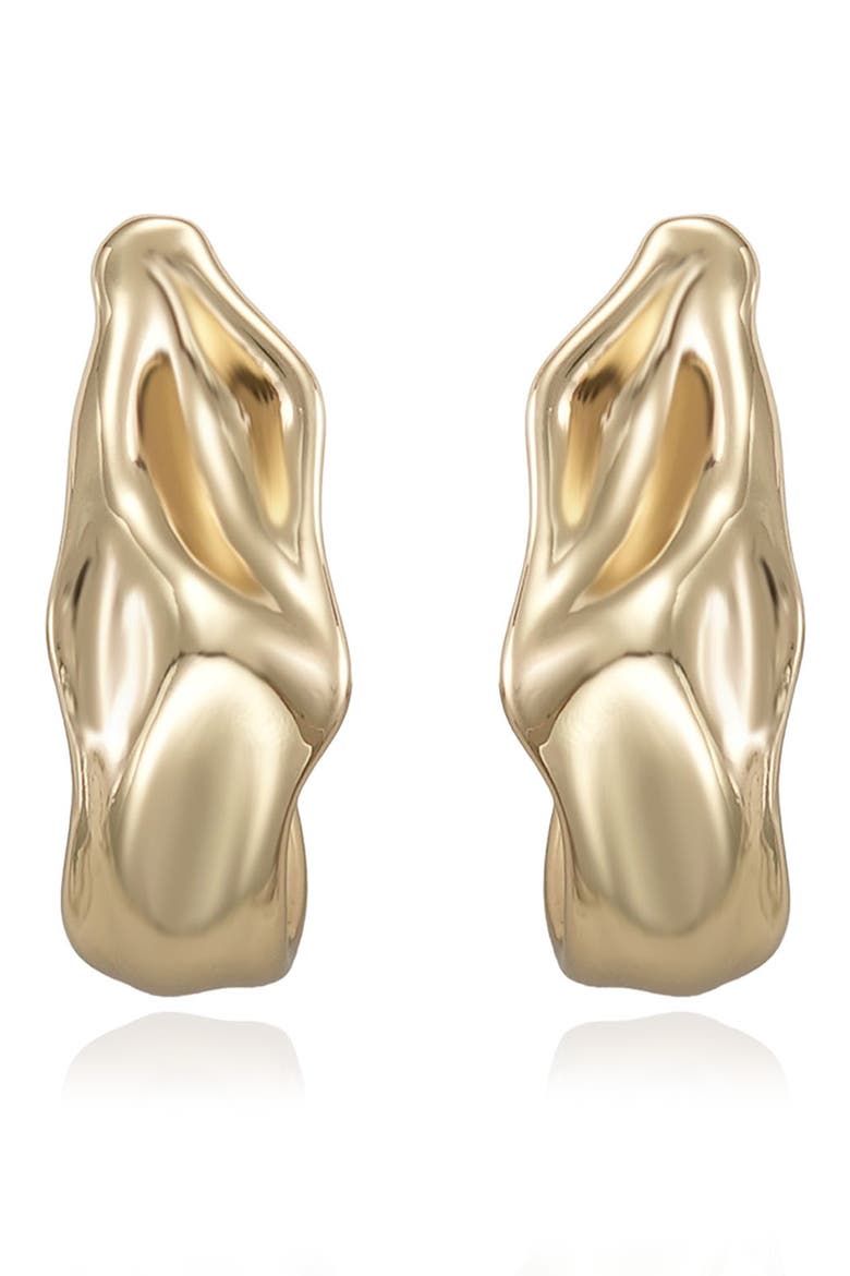 Curve Hammered Hoop Earrings, Alternate, color, GOLD
