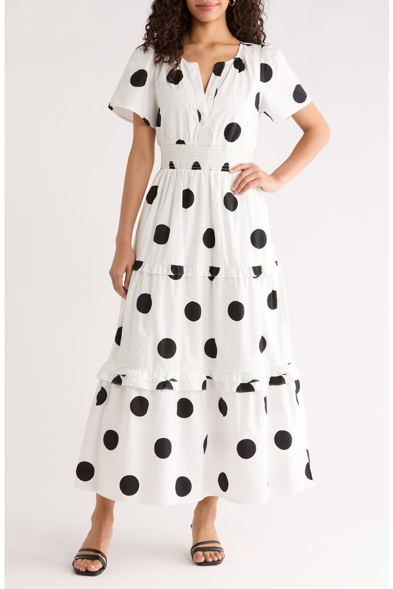 Haylie A-Line Dress, Main, color, WHT-BLKDOT