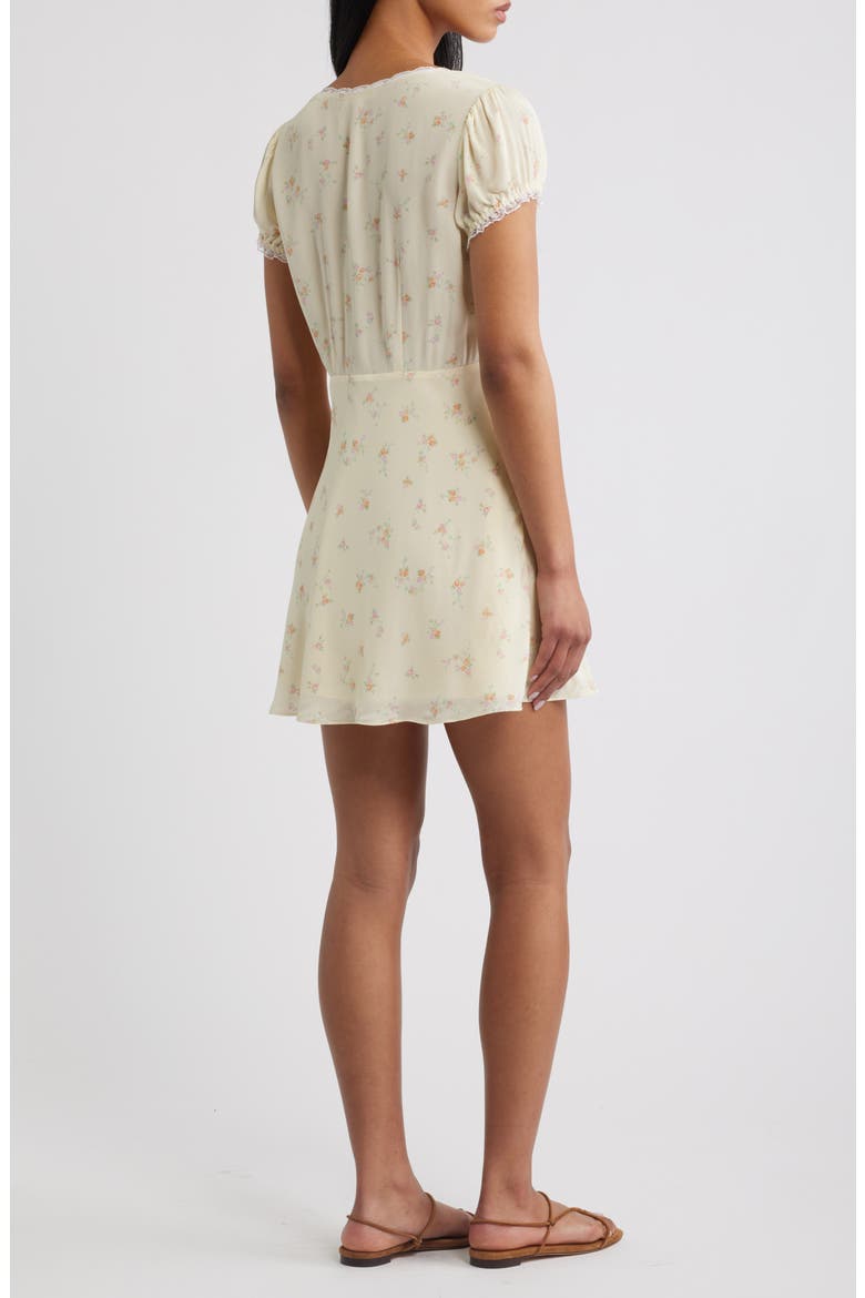 Yasmin Floral Plunge Neck Minidress, Alternate, color, LEMON HAZE
