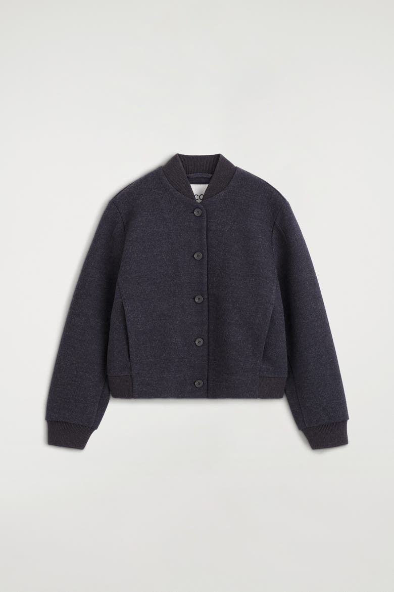 Boiled Wool-blend Bomber Jacket, Alternate, color, CHARCOAL MÉLANGE