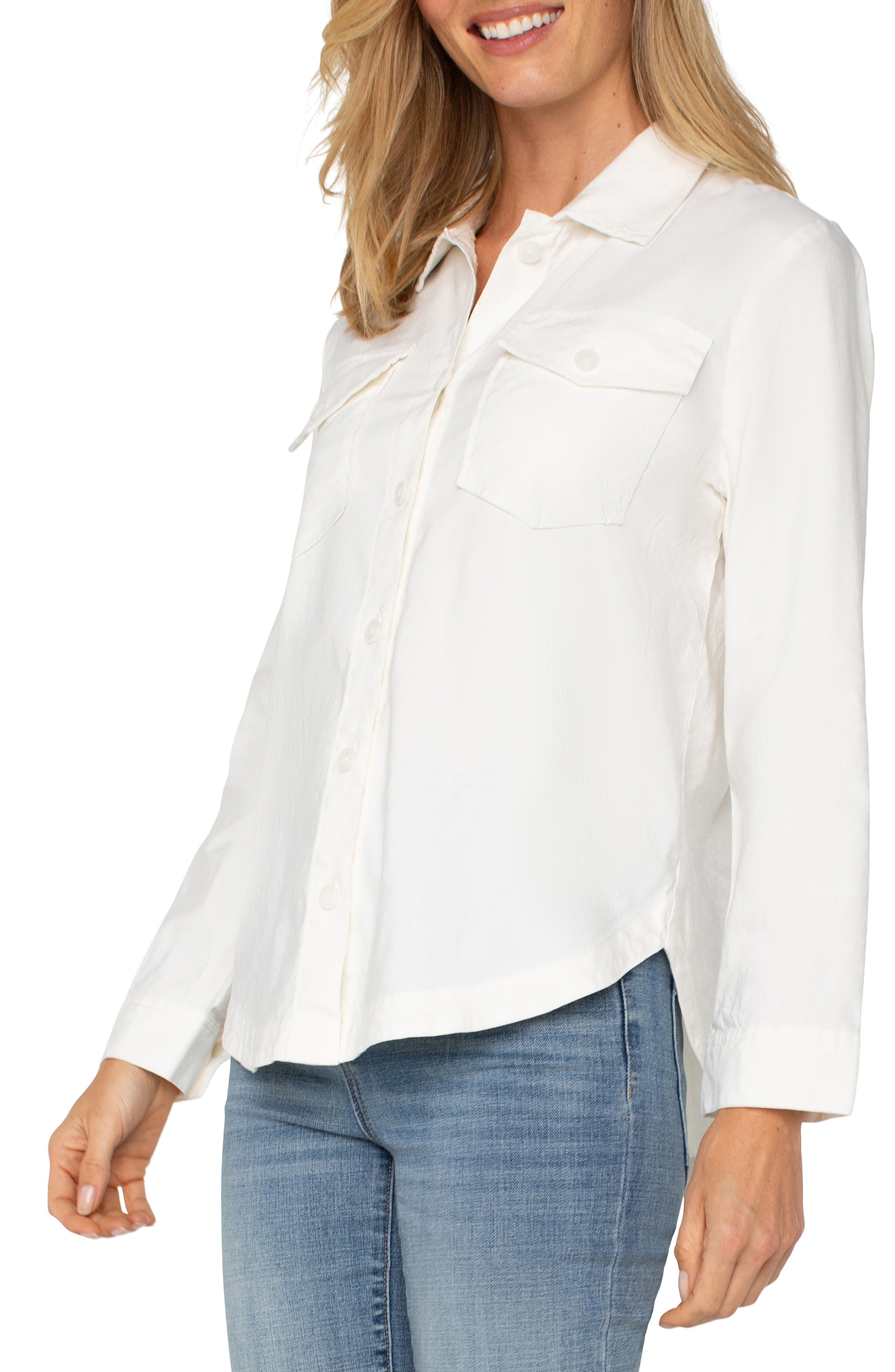 Liverpool Los Angeles Stretch Linen Blend Shacket (Women) | Nordstrom