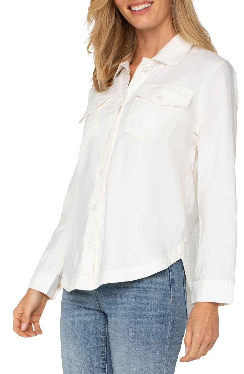 Liverpool Los Angeles Stretch Linen Blend Shacket, Alternate, color, White