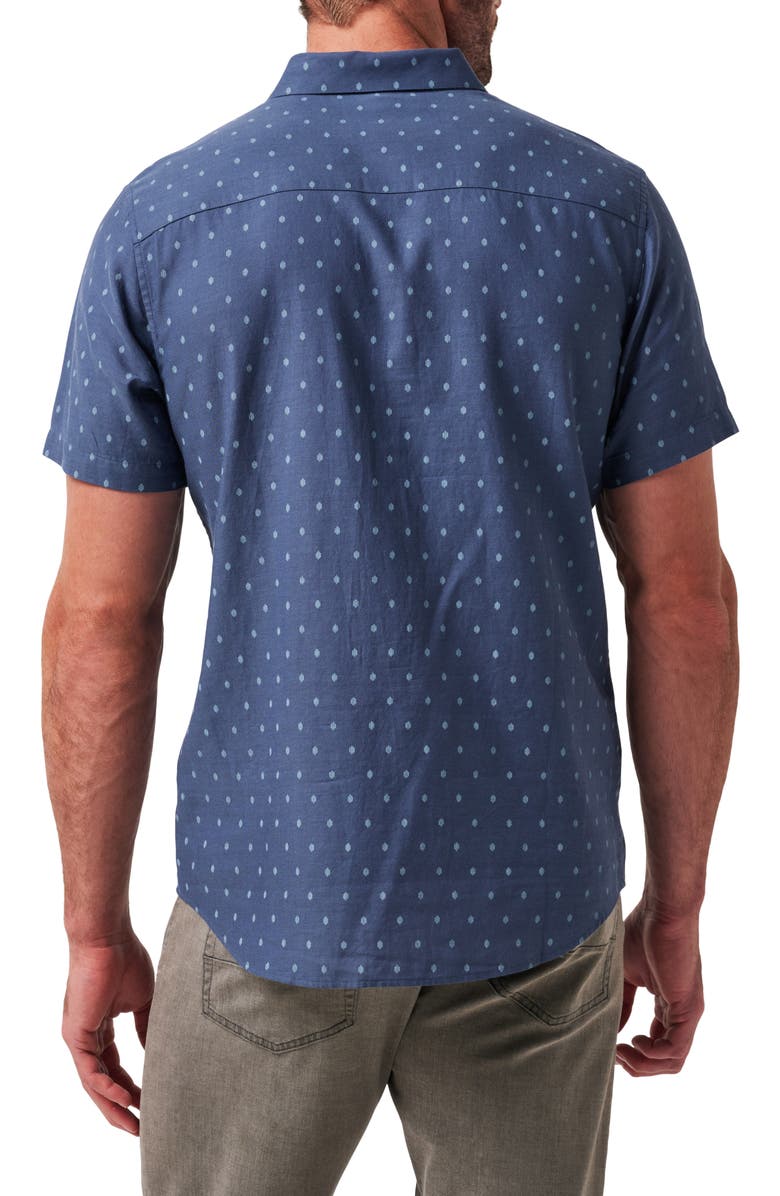 TravisMathew Early Check In Cotton Button-Up Shirt, Alternate, color, Mood Indigo/ Vintage Indigo