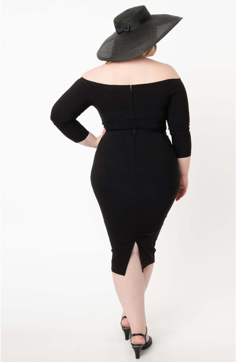 Unique Vintage Plus Size Shailene Pencil Dress, Alternate, color, Black