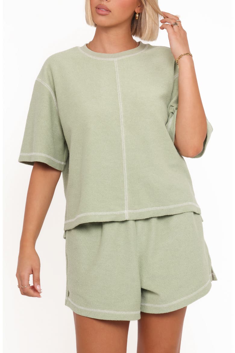 Melody Knit T-Shirt & Shorts Set, Main, color, MATCHA