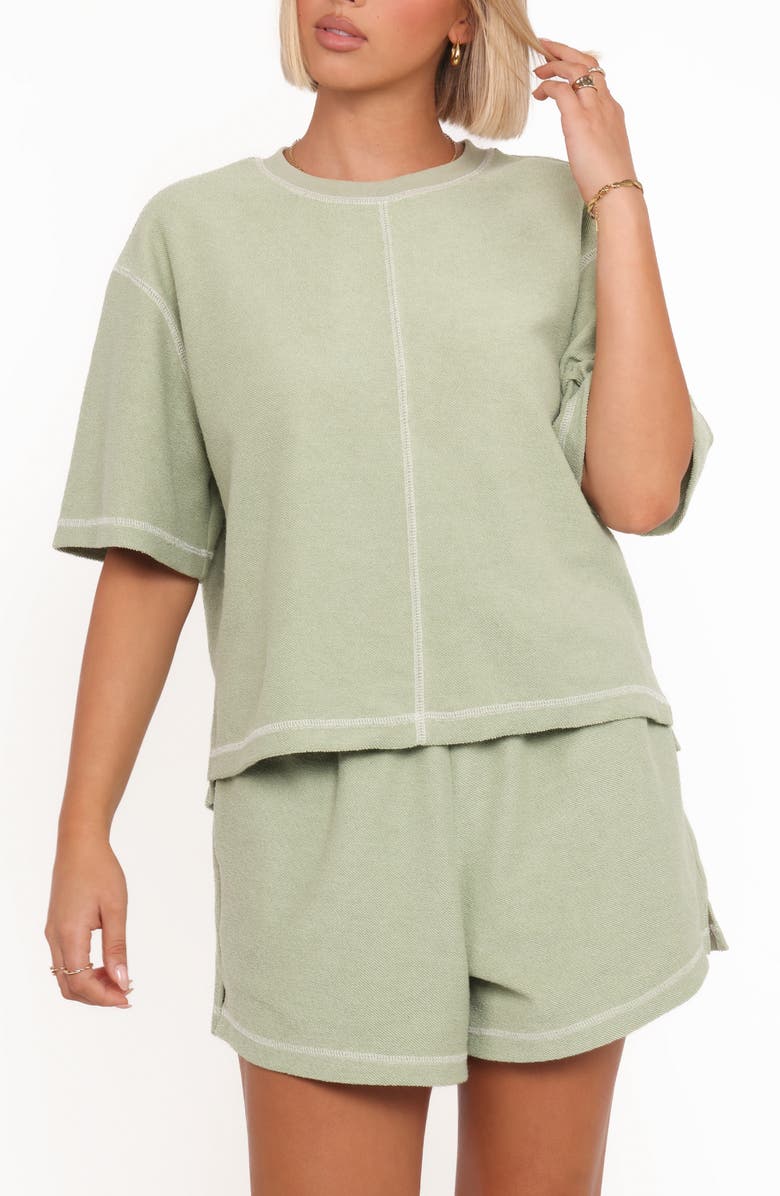 Petal & Pup Melody Knit T-Shirt & Shorts Set, Main, color, Matcha