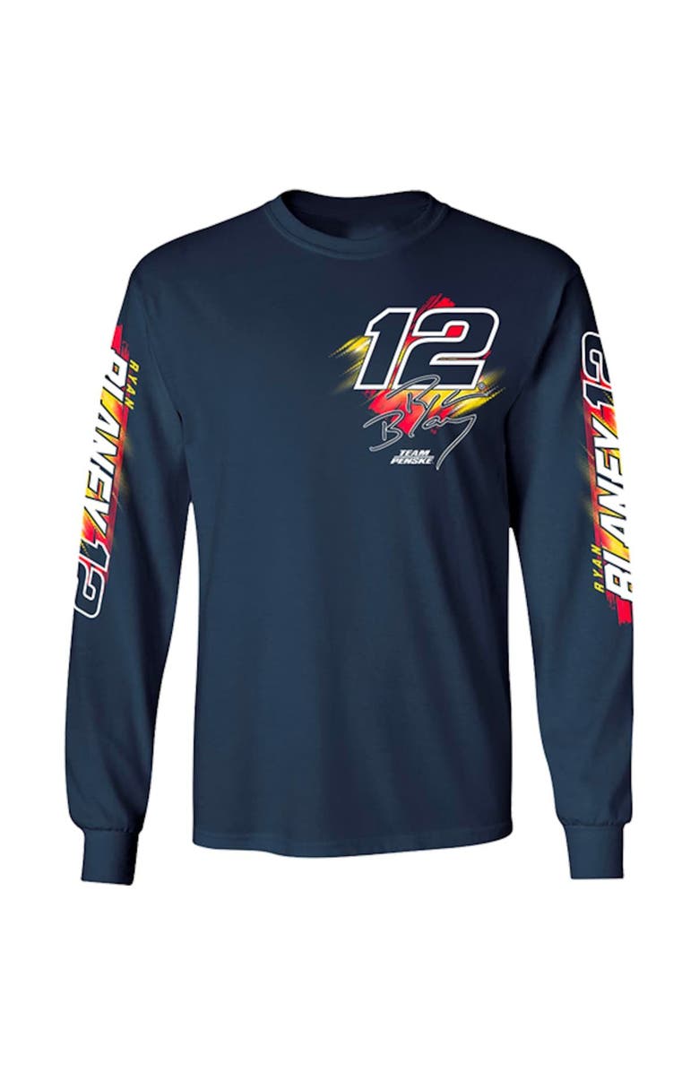 TEAM PENSKE Men's Team Penske Navy Ryan Blaney Menards Car 4-Spot Long Sleeve T-Shirt, Alternate, color,