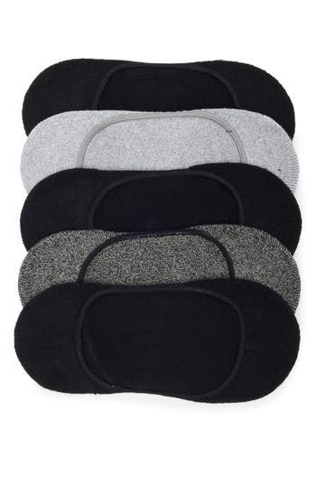Nordstrom Rack Pillow Sole 5-pack No-show Socks In Grey Heather -black