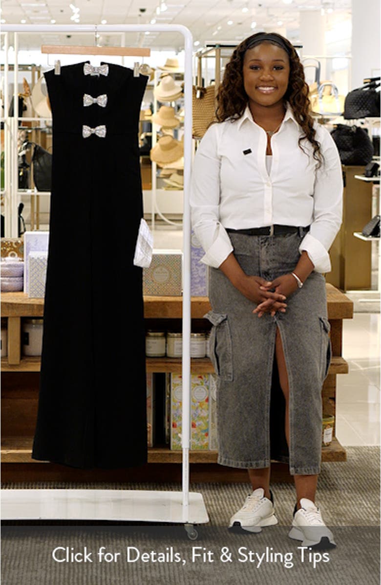 Erica Sequin Bow Strapless Wide Leg Jumpsuit, sales video thumbnail