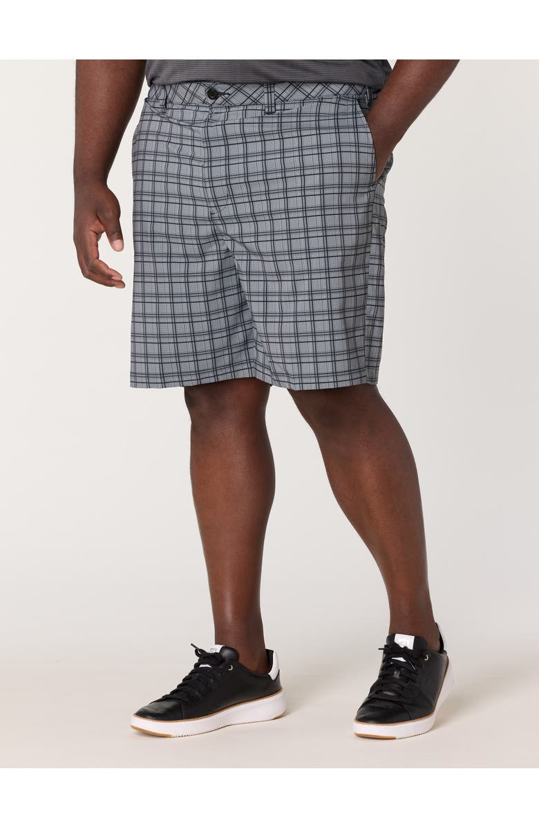 Reebok Big & Tall Plaid Tech Golf Shorts, Main, color, Grey