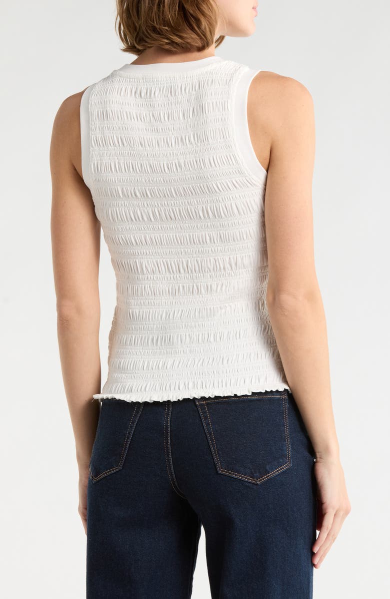 Joie Smocked Crewneck Tank, Alternate, color, Snow White