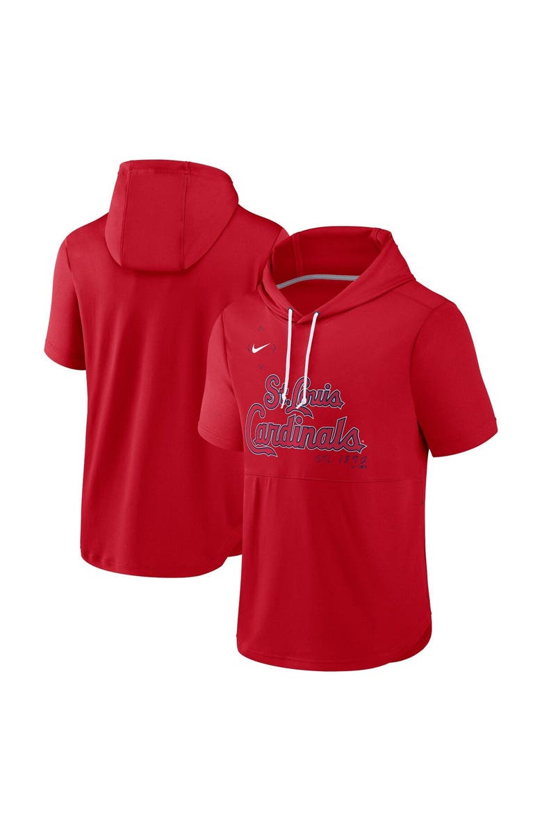 Nike Men's Nike Red St. Louis Cardinals Springer Short Sleeve Team Pullover Hoodie, Main, color, Red