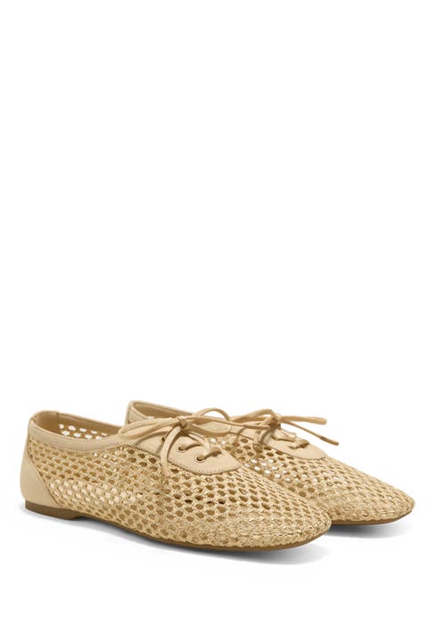 Square-Toe Mesh Flats