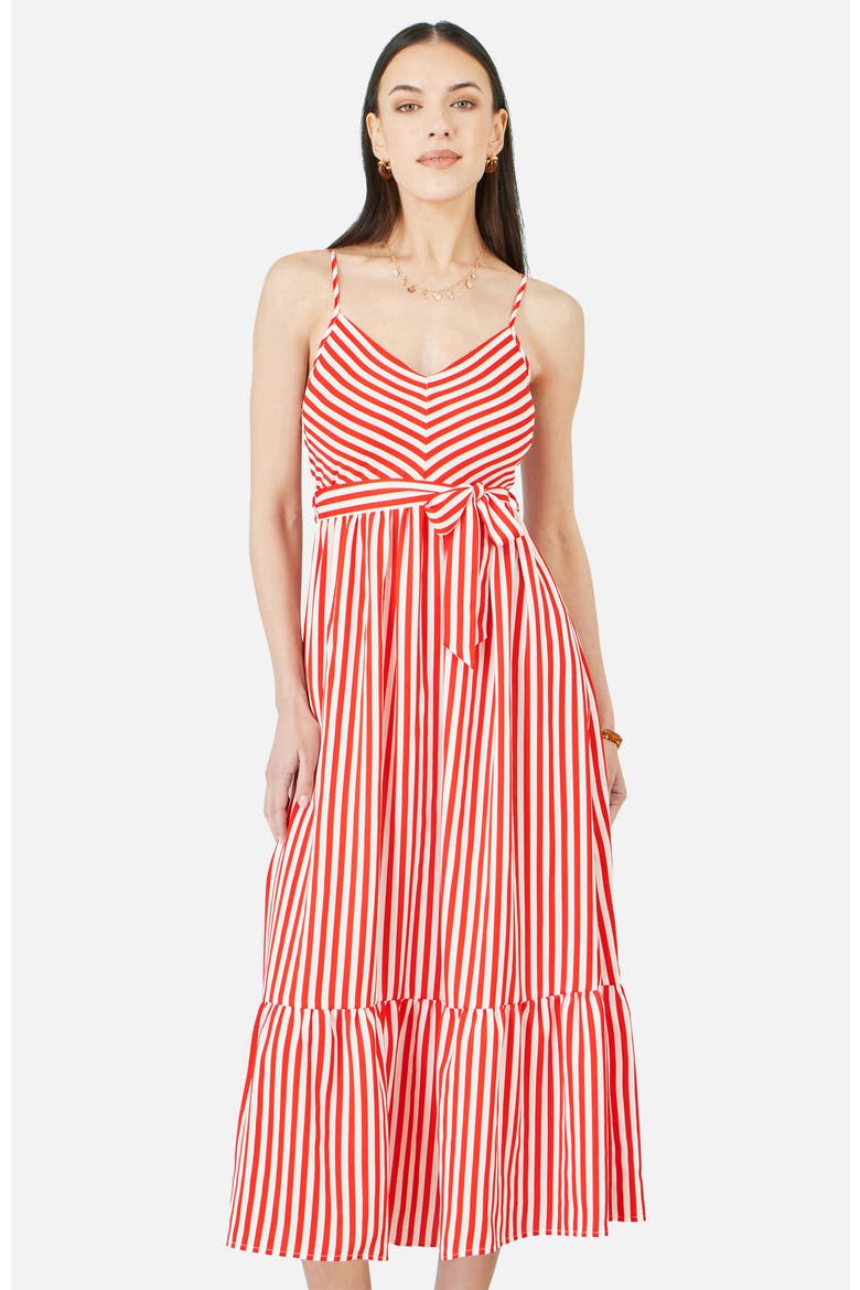 Stripe Midi Sun Dress, Alternate, color, Red
