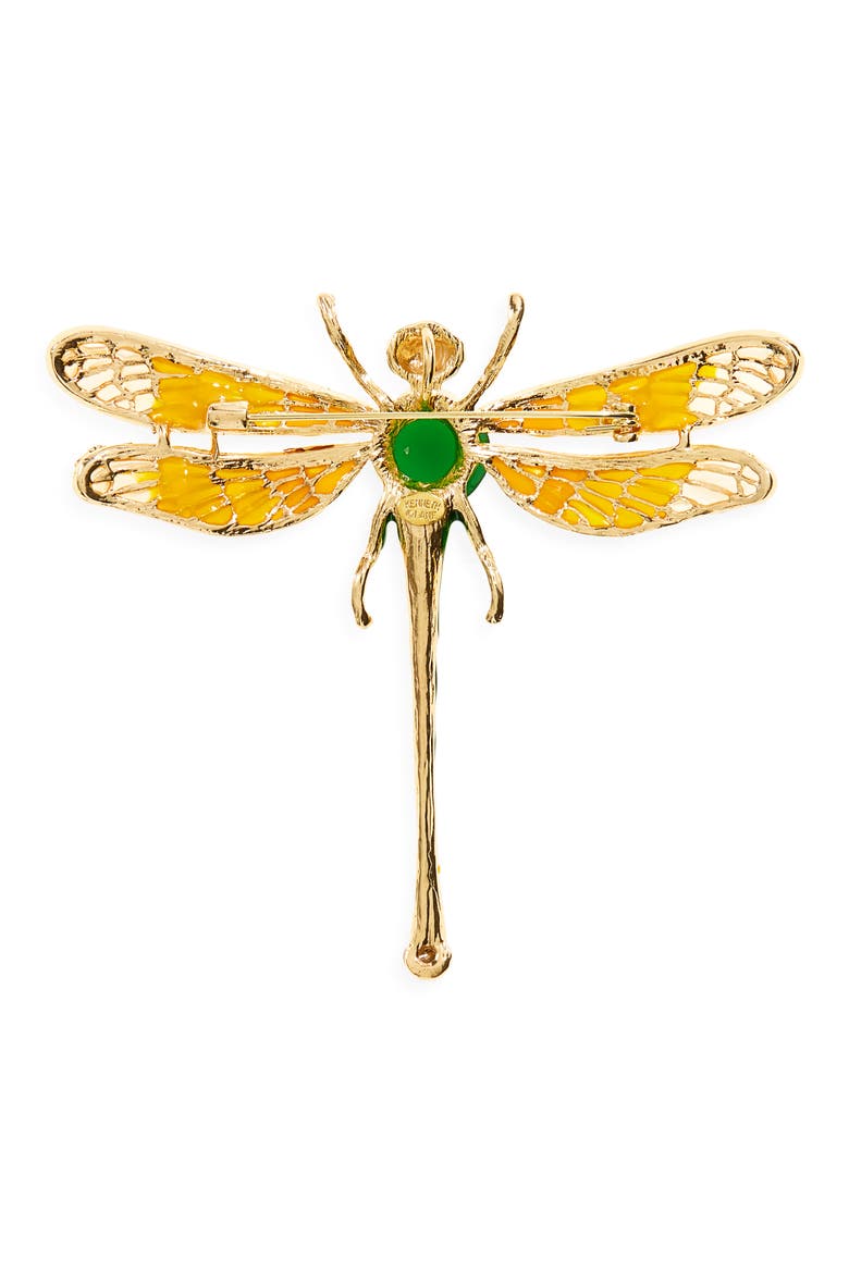 Green Dragonfly Pin, Alternate, color, GOLD