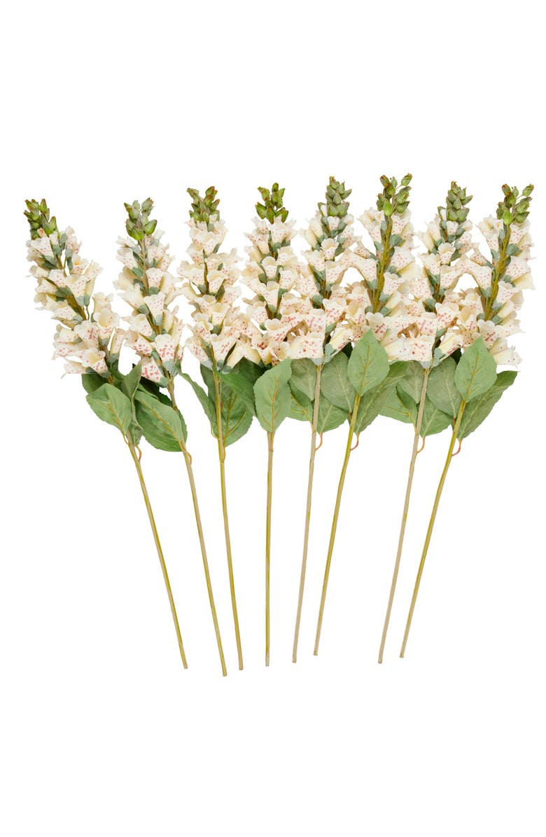 SONOMA SAGE HOME Set of Eight Foxglove Artificial Flowers, Main, color, White