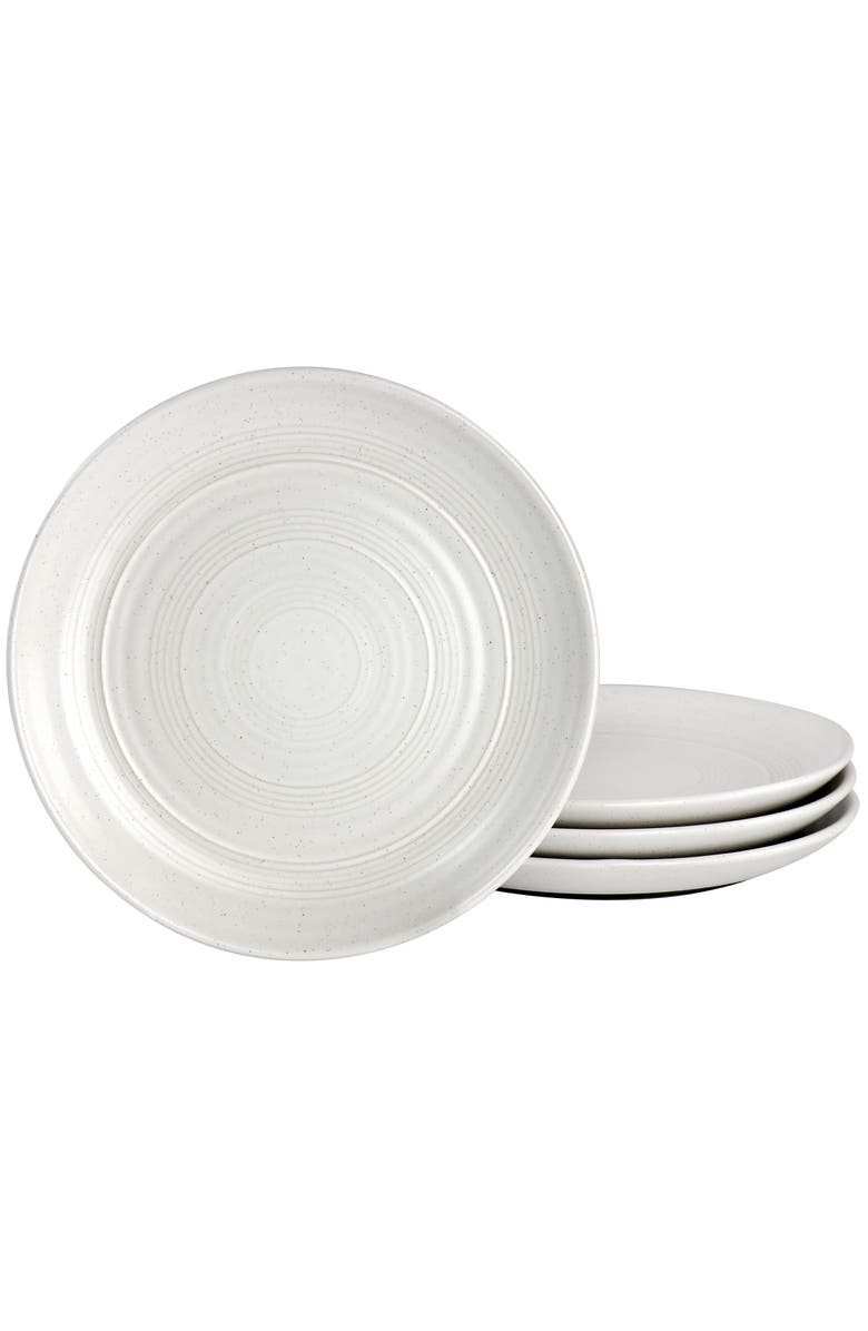 Gibson Millrook 4 Piece 7in Stoneware Appetizer Plate Set, Main, color, Off-White