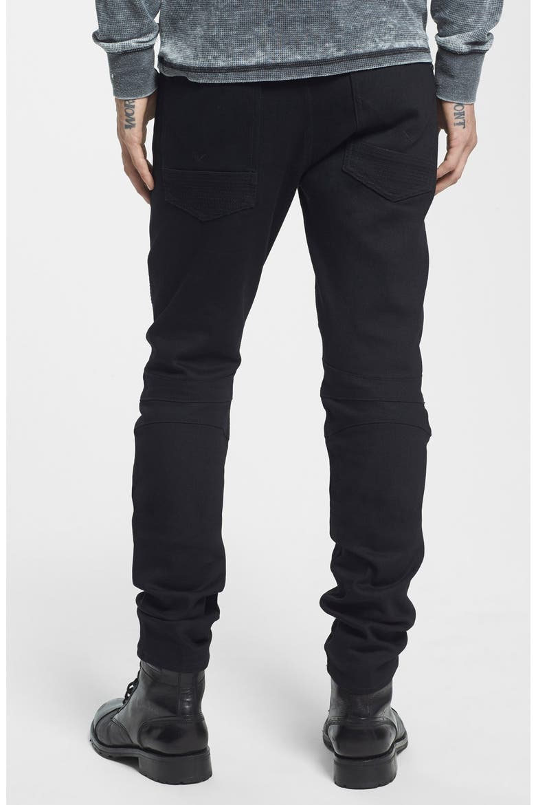 Blinder Skinny Fit Moto Jeans, Alternate, color, RAW BLACK