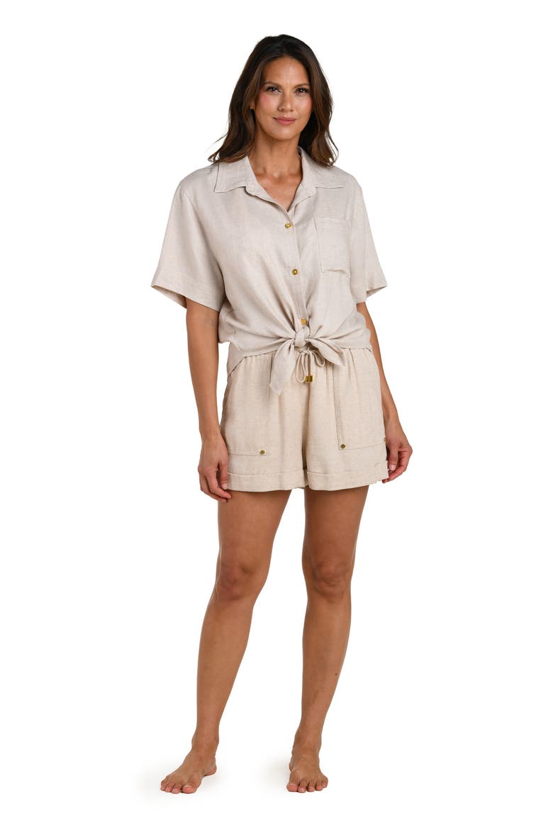 Delphine Coast Knotted Cover-Up Shirt, Alternate, color, TAUPE