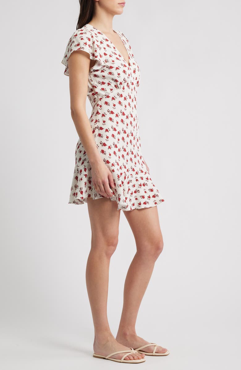 Faithfull the Brand Alba Floral Crepe Minidress, Alternate, color, Hazy Rose Deep Red