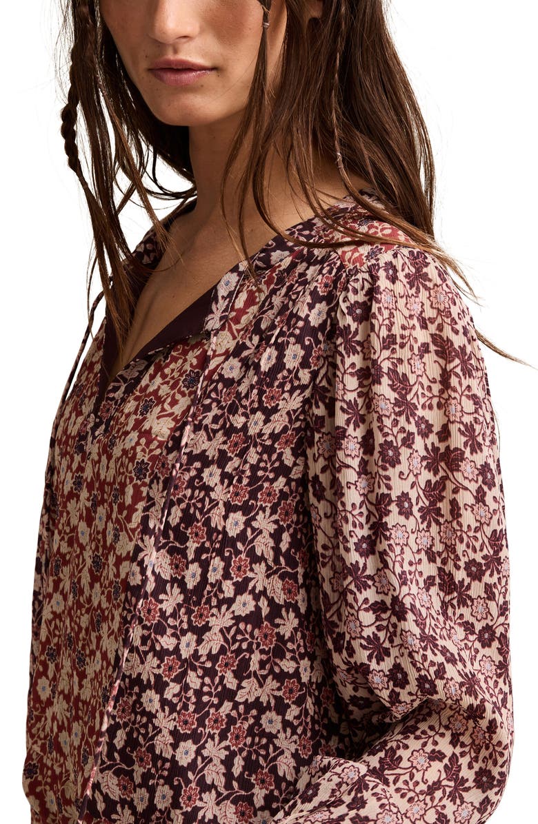 Lucky Brand Boho Floral Print Long Sleeve Top, Alternate, color, 