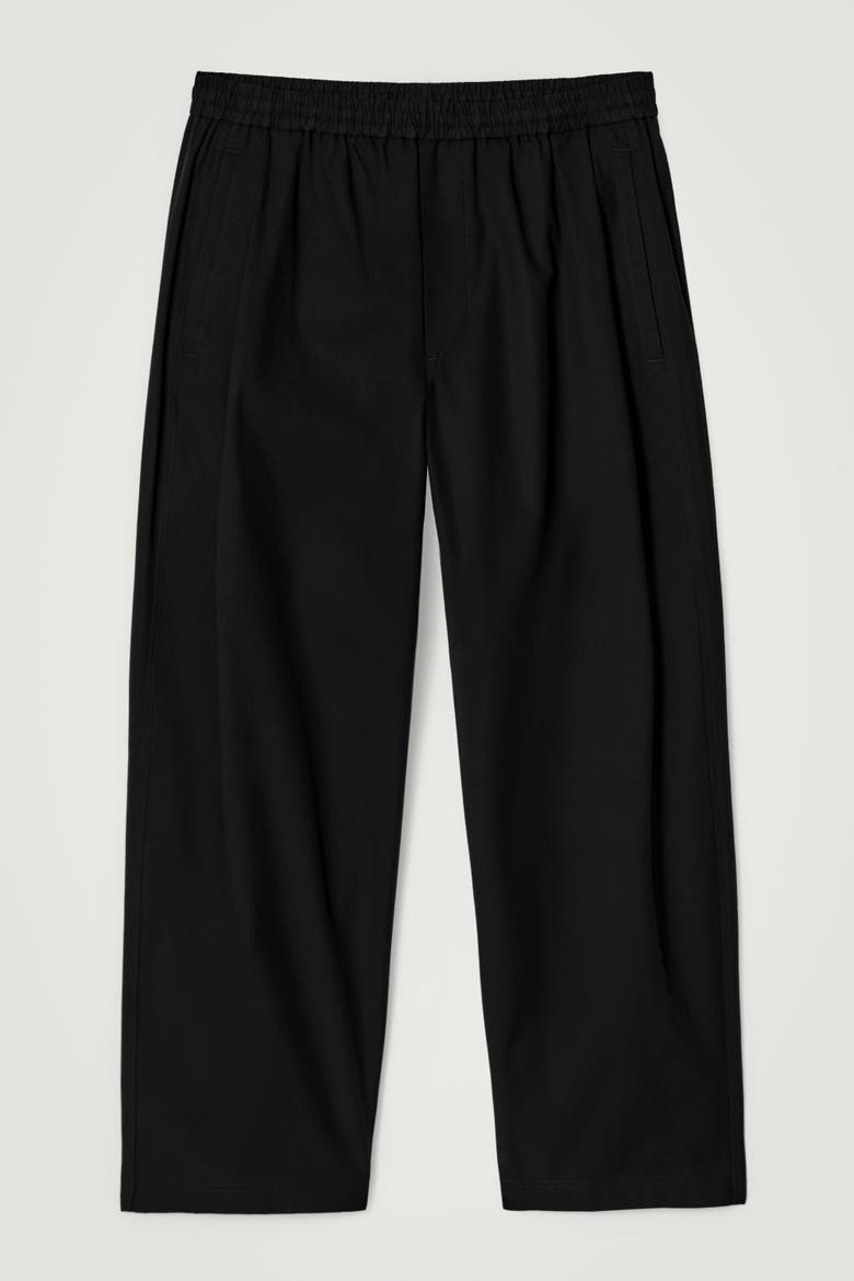 Cropped Elasticated Wide-leg Pants, Alternate, color, BLACK