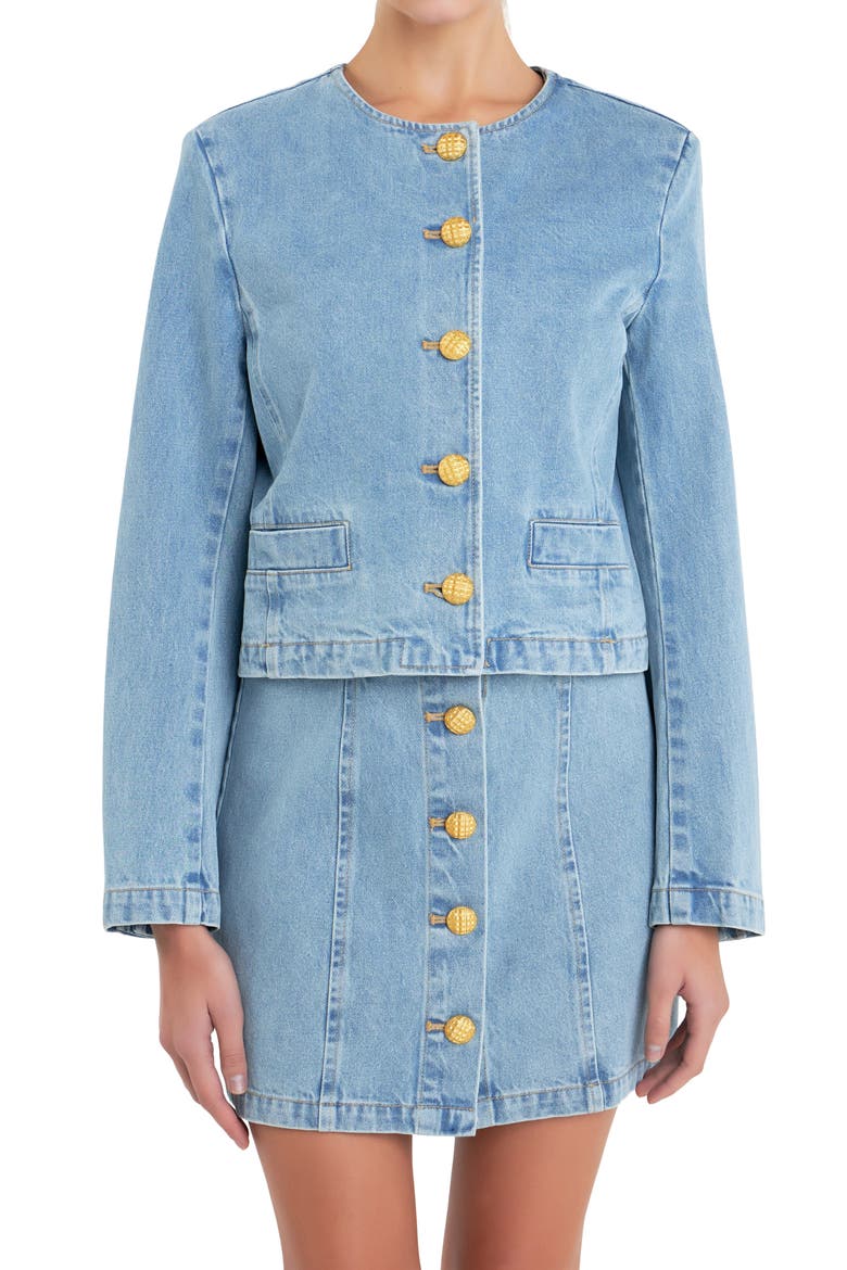 Crop Denim Jacket, Alternate, color, LIGHT BLUE