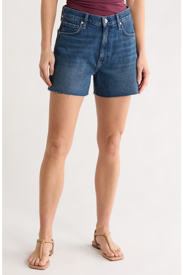 Retro High Waist Cutoff Denim Shorts, Main, color, MACON