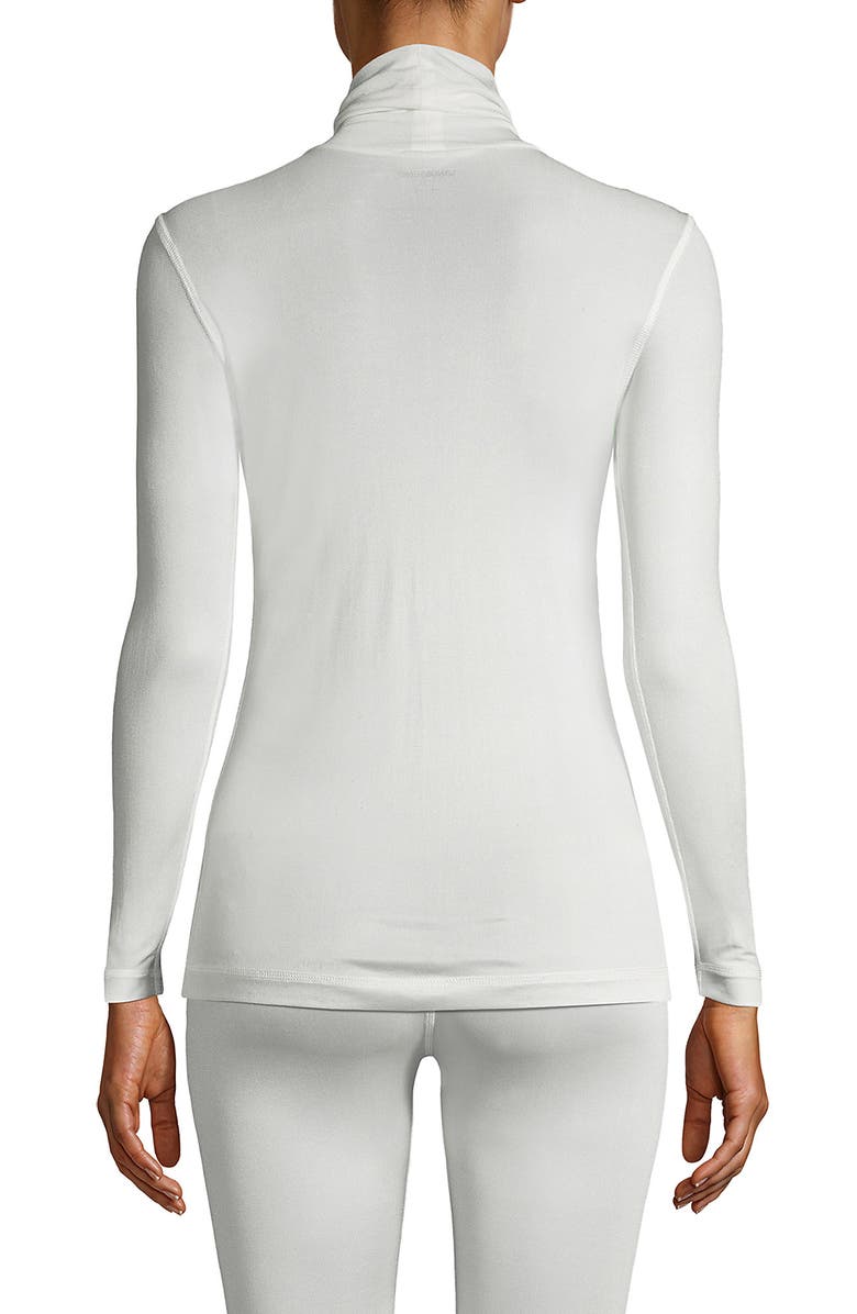 Lands' End Silk Interlock Turtleneck Long Underwear Top, Alternate, color, Ivory