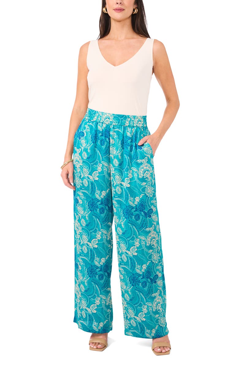 Vince Camuto Floral Print Wide Leg Pants, Alternate, color, 