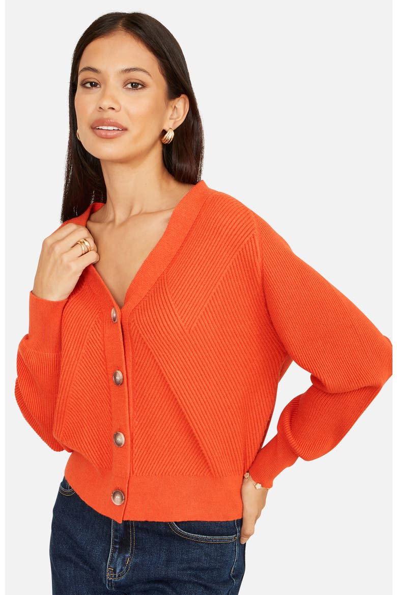 Relaxed Fit V-Neck Cardigan, Alternate, color, Orange