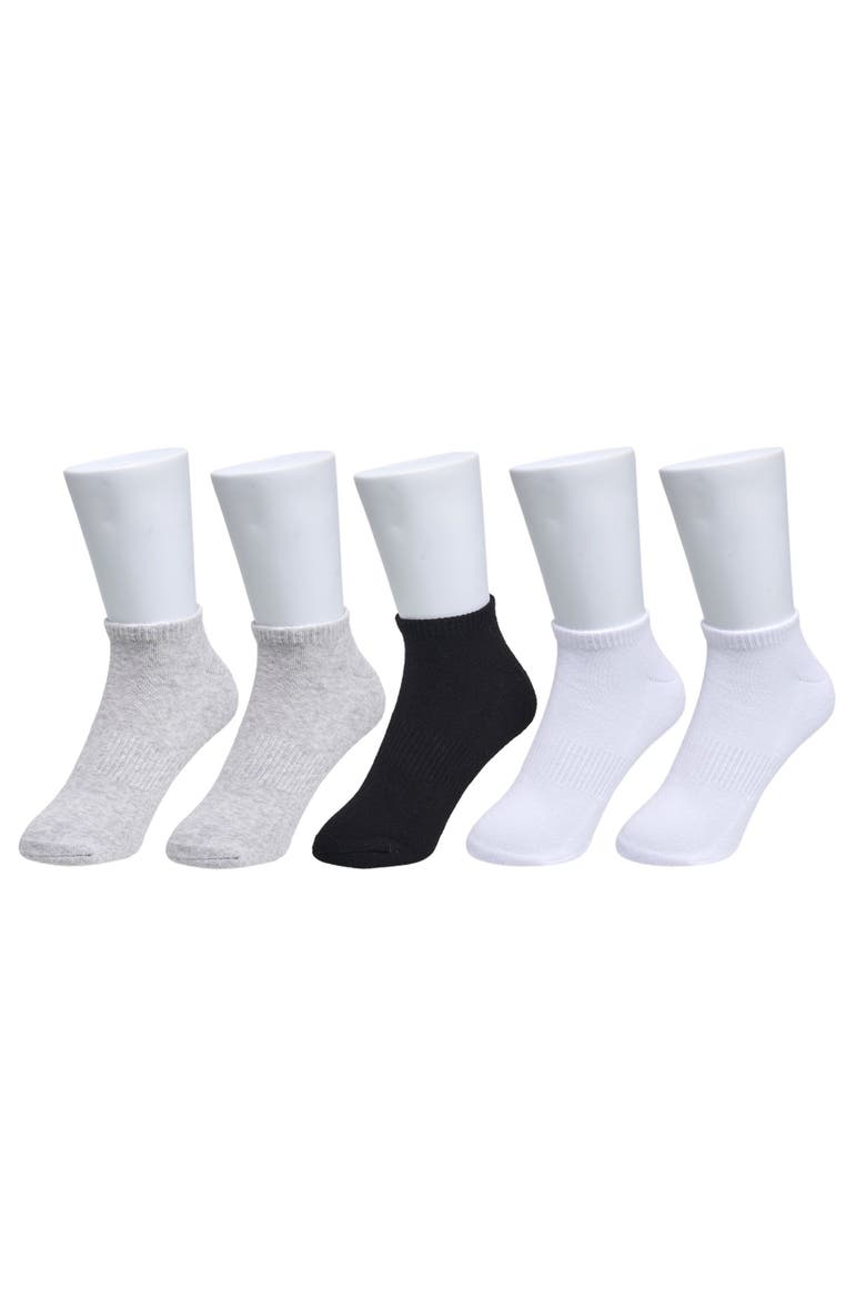 Organic Cotton Half Cushion Low Cut Sock 5-Pack, Main, color, Grey White Black