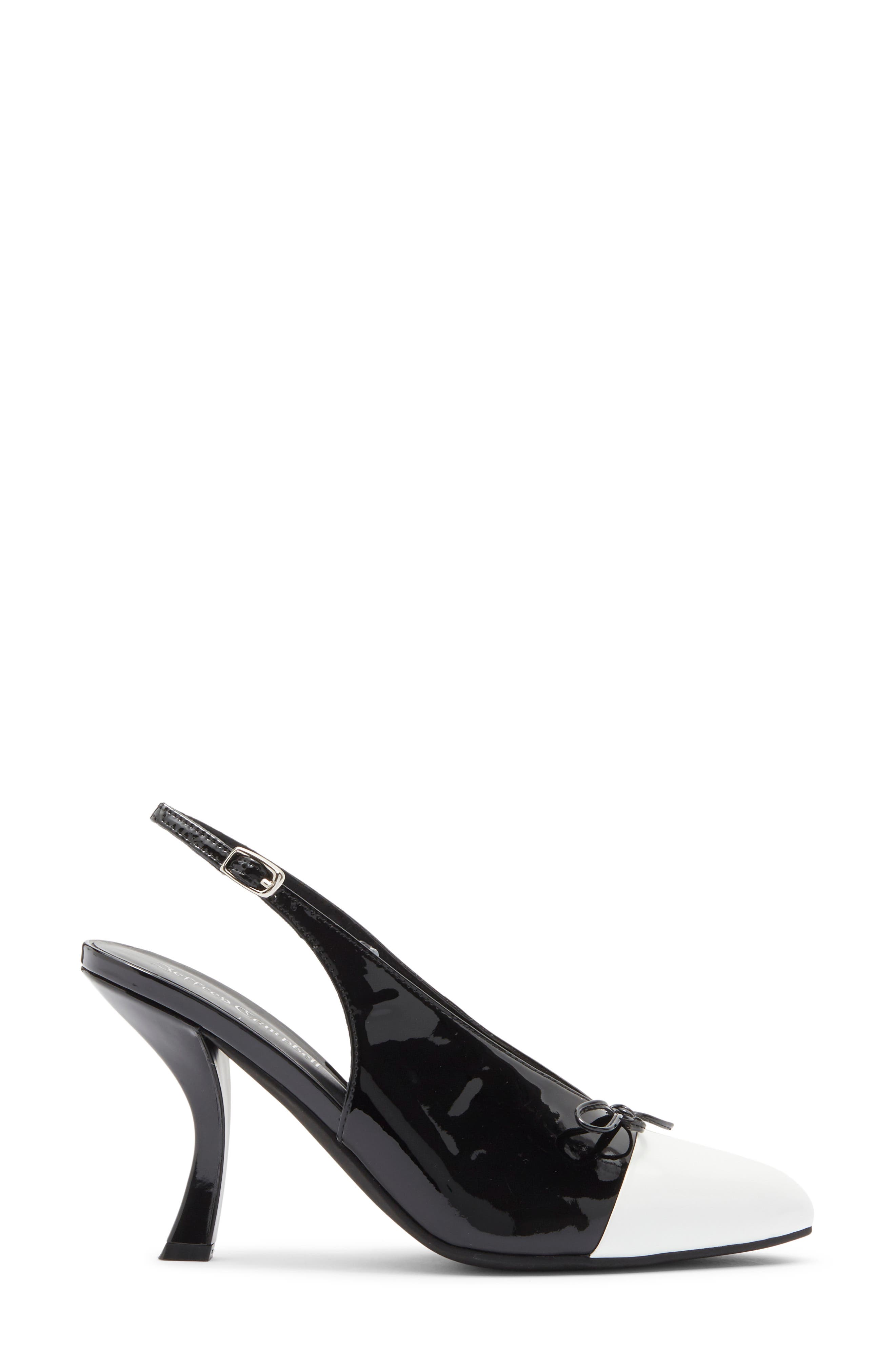 Chai Slingback Cap Toe Pump, Alternate, color, WHITE PATENT BLACK PATENT