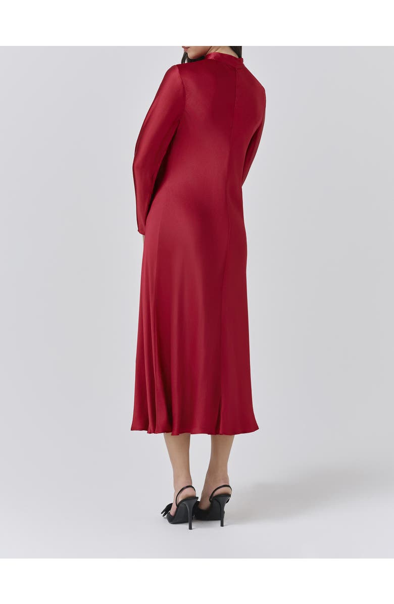 Ghost London Stephanie Satin Tie Neck Midi Dress, Alternate, color, Red