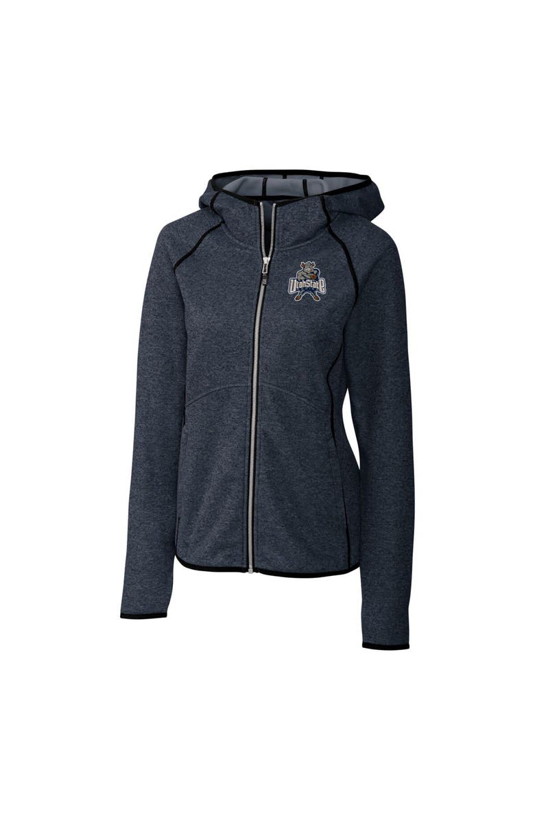Cutter & Buck Women's Cutter & Buck Heather Navy Utah State Aggies Mainsail Sweater-Knit Full-Zip Hoodie, Alternate, color,