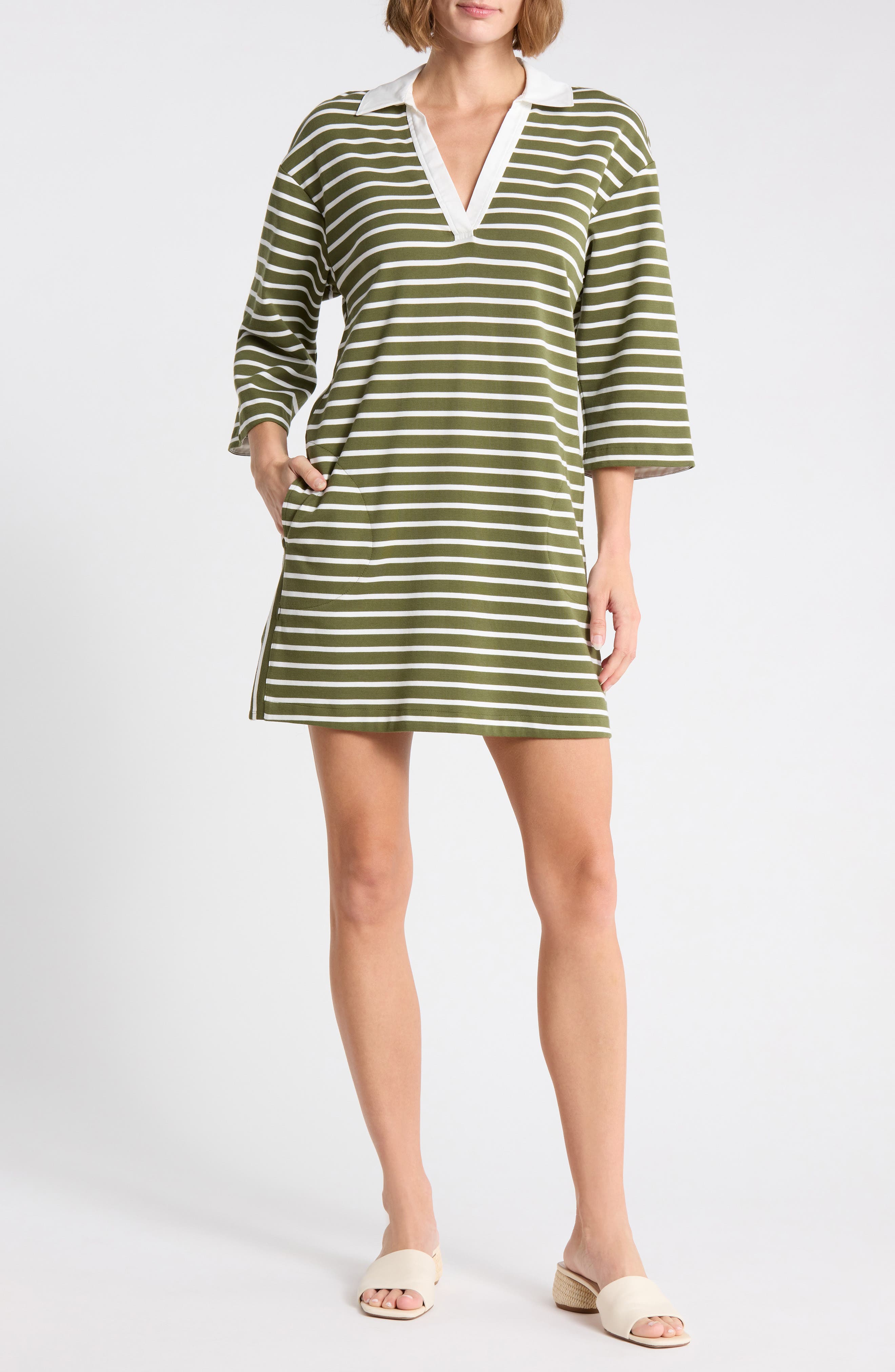 Jovanna Stripe Cotton Blend Shift Dress