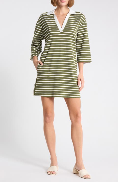 Jovanna Stripe Cotton Blend Shift Dress