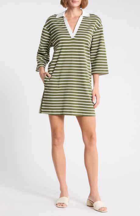 Jovanna Stripe Cotton Blend Shift Dress