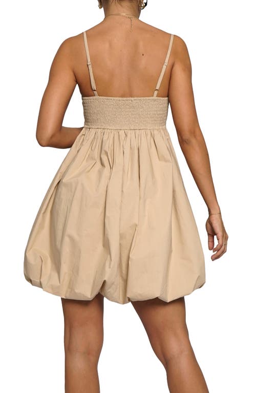 Know One Cares Bubble Hem Babydoll Minidress In Khaki