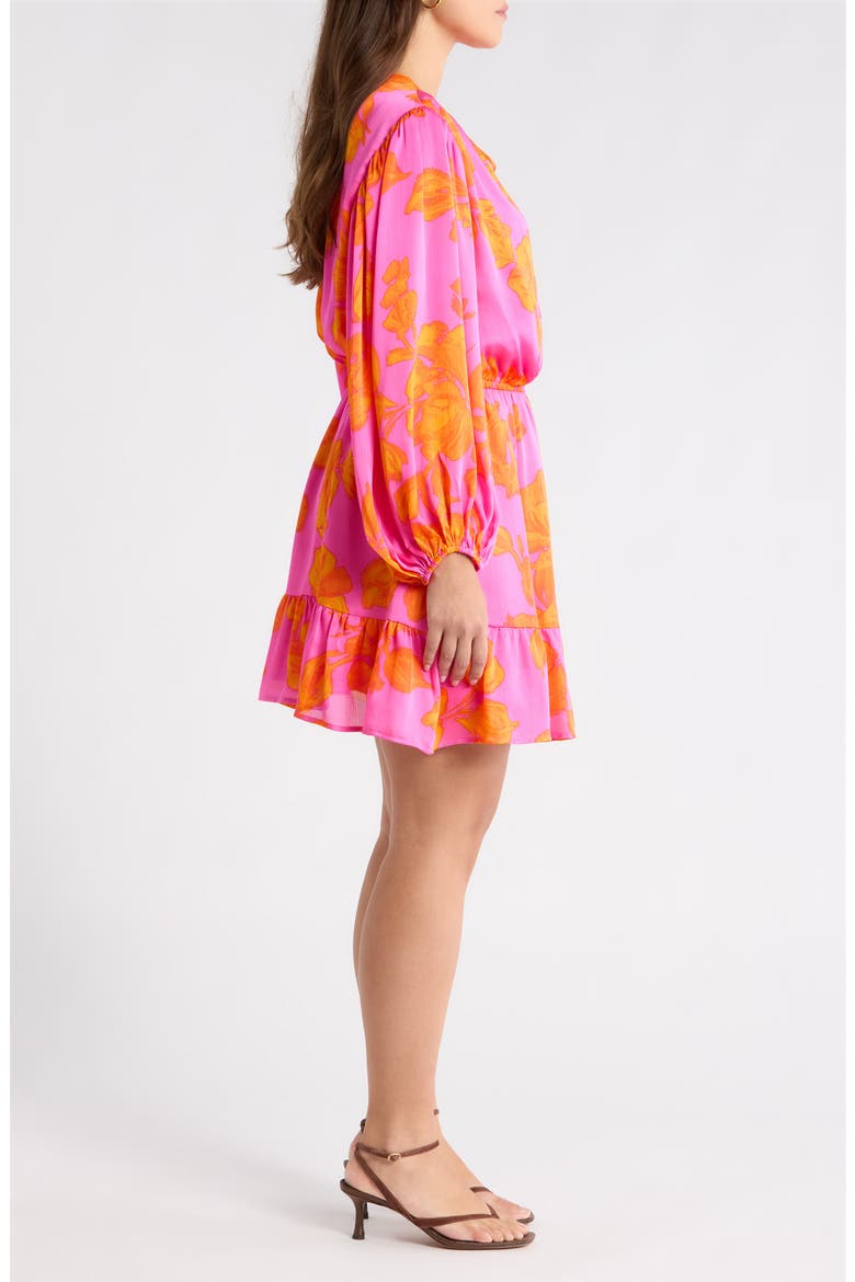 Pacey Floral Paxton Balloon Sleeve Minidress, Alternate, color, NEON-ORANGE