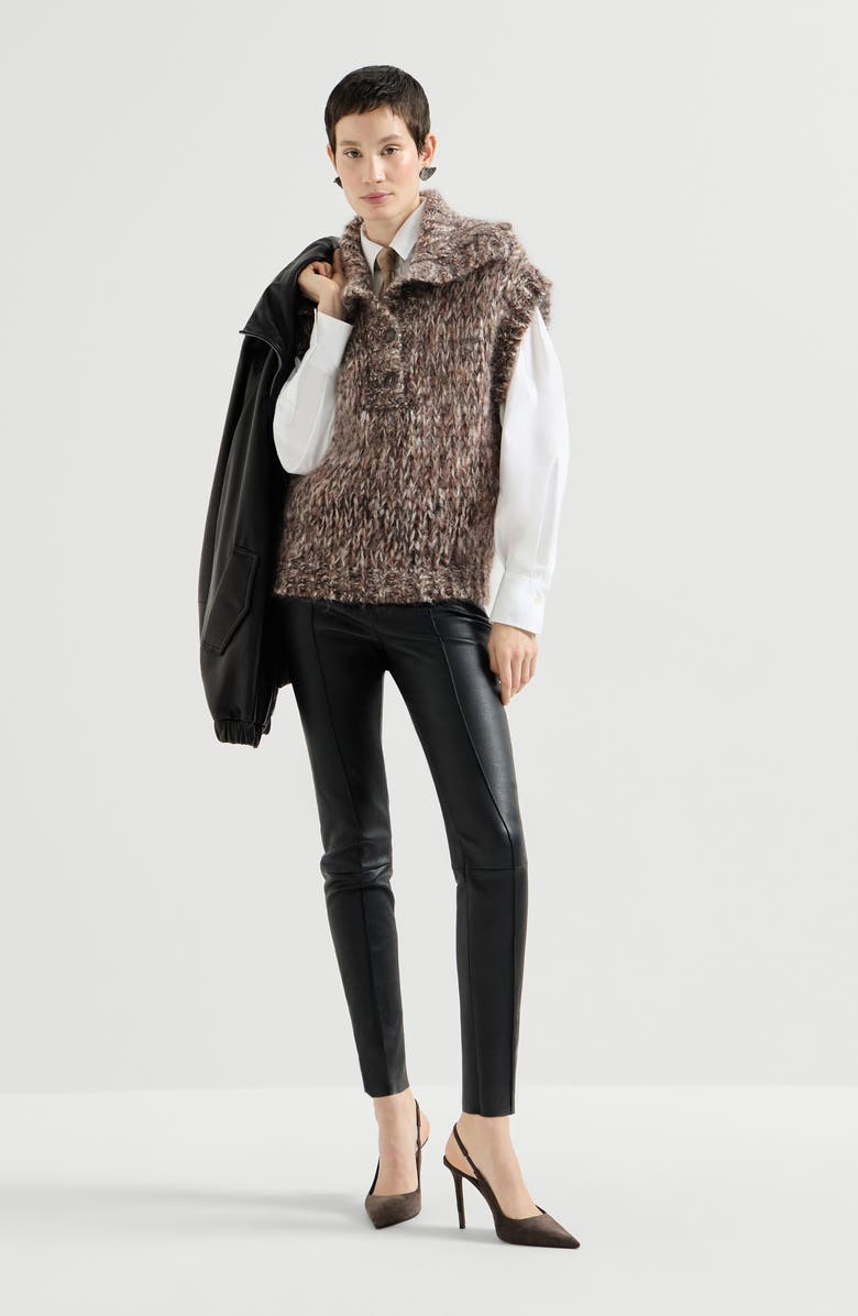 Brunello Cucinelli Malfilé mohair turtleneck sweater vest, Alternate, color,