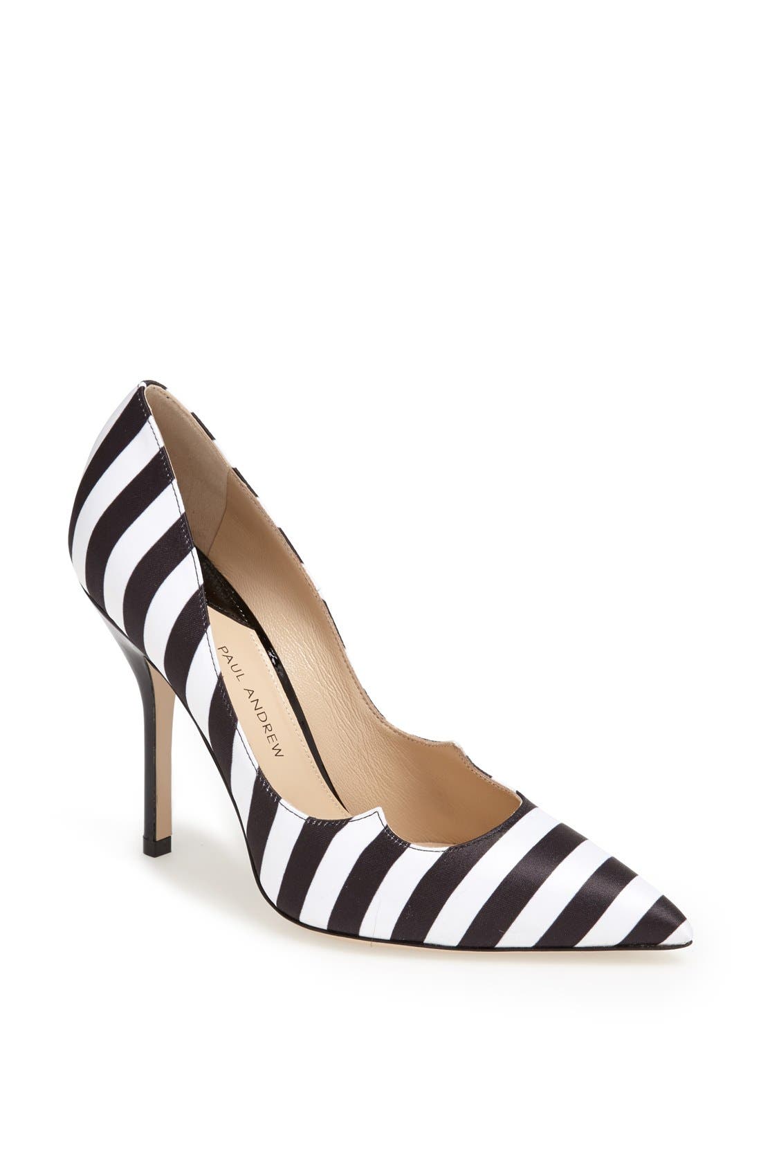 Paul Andrew 'Zenadia' Stripe Silk Pointy Toe Pump, Main, color, 