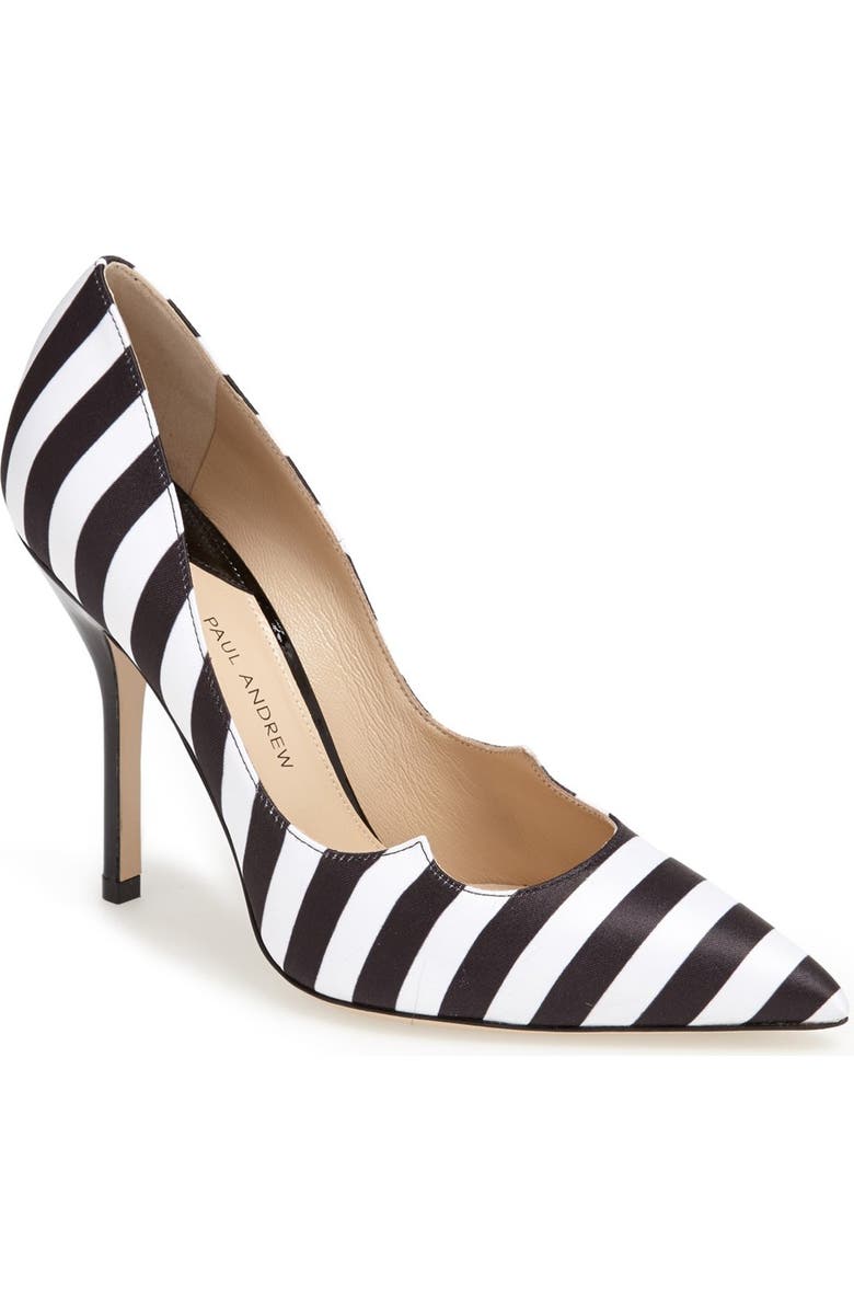 Paul Andrew 'Zenadia' Stripe Silk Pointy Toe Pump, Main, color,