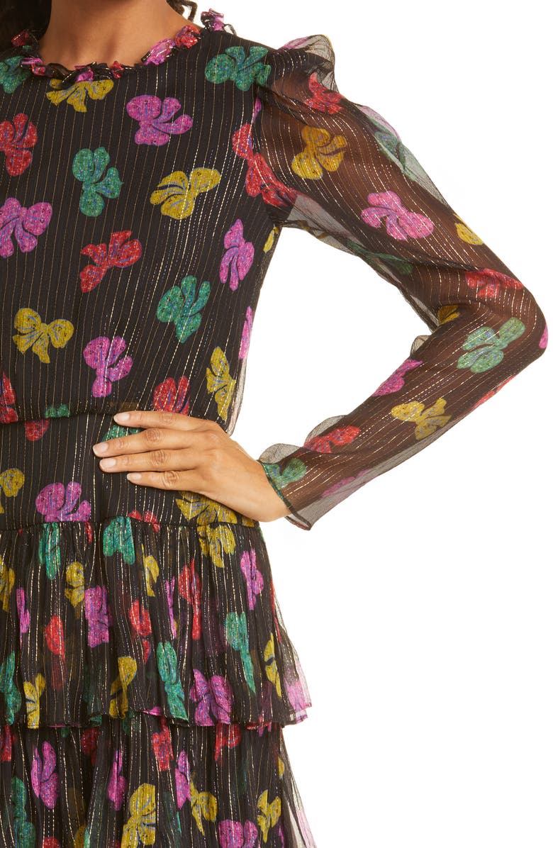 SALONI Ava B Silk Long Sleeve Dress, Alternate, color, 