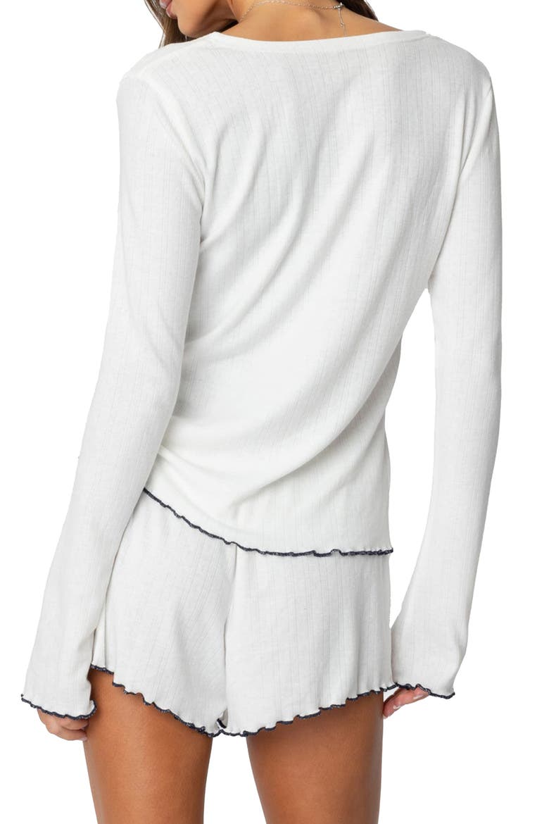 Chelsey Pointelle Button-Up Top, Alternate, color, WHITE