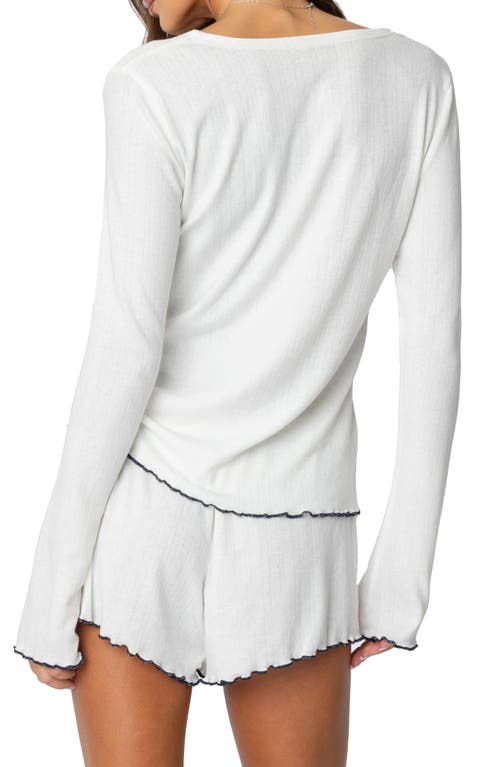 Edikted Chelsey Pointelle Button-up Top In White