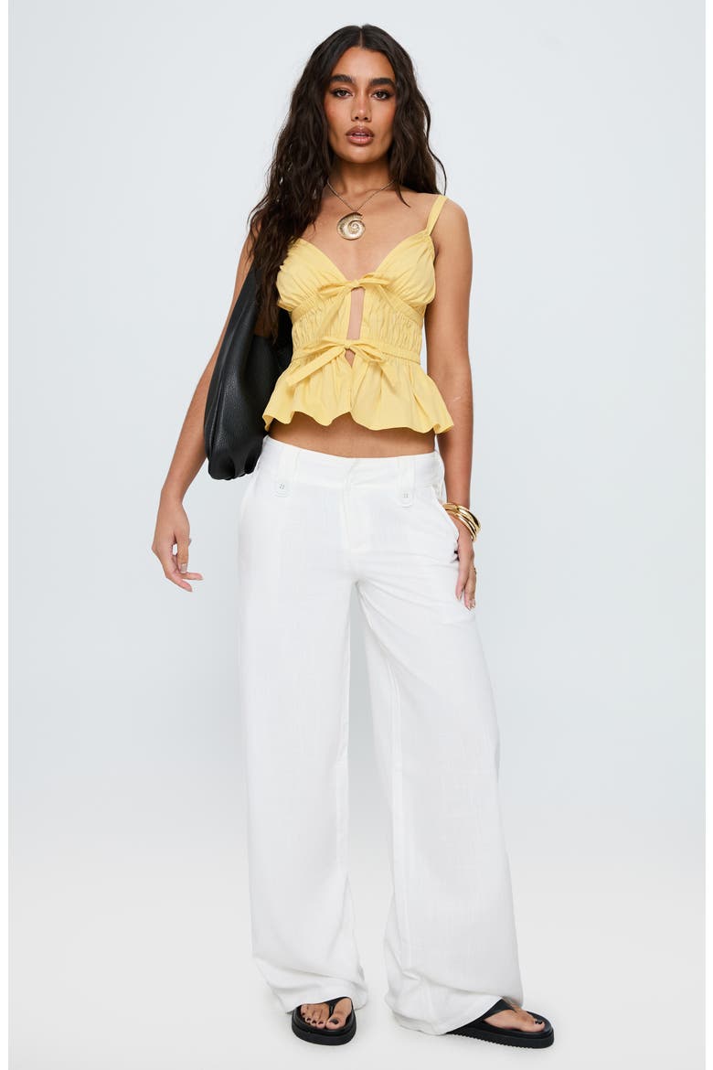 Pedra Linen Blend Wide Leg Pants, Alternate, color, WHITE