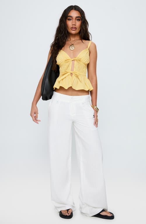 Princess Polly Pedra Linen Blend Wide Leg Pants In White