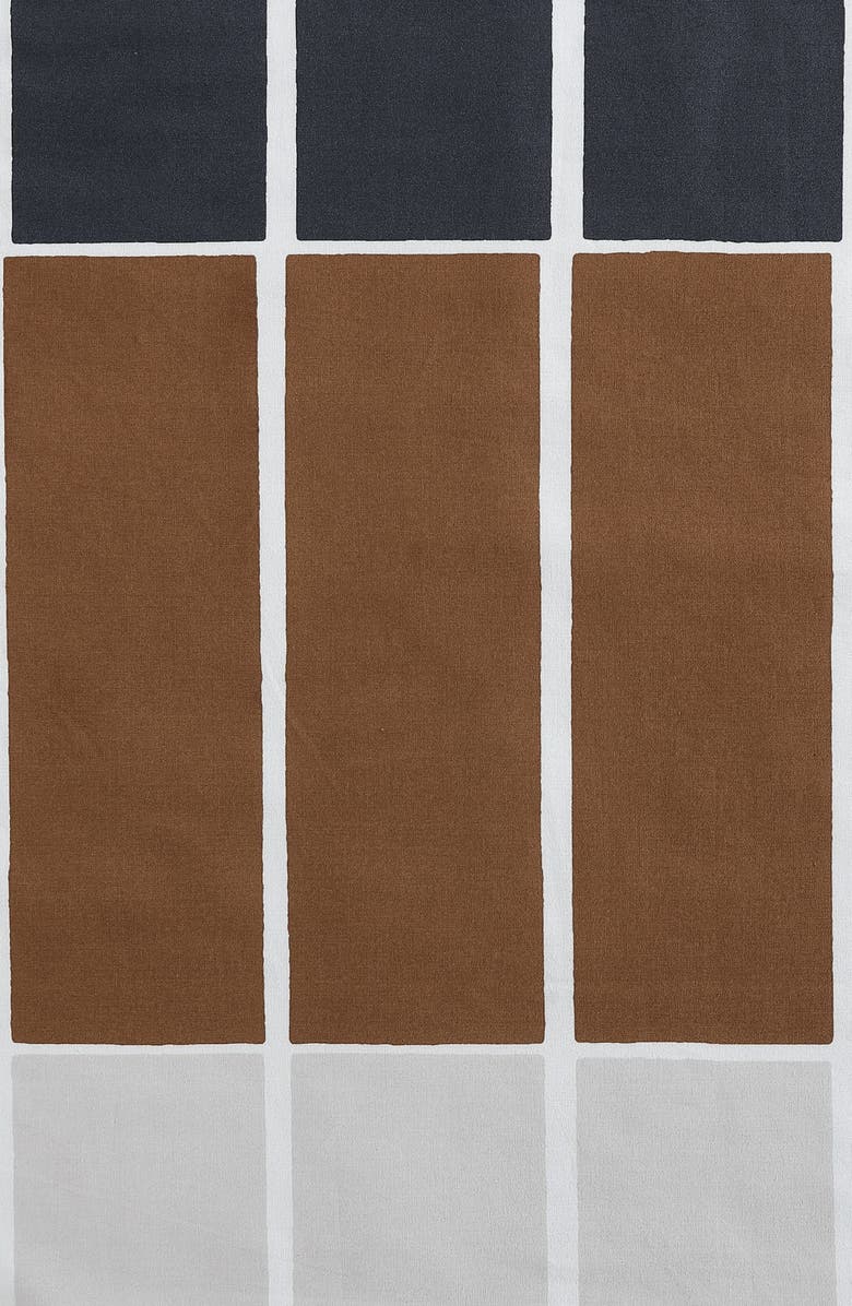 Marimekko Tiiliskivi Raita Duvet Cover & Shams Set, Alternate, color, Charcoal Grey